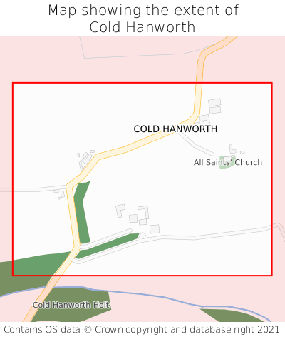 Map showing extent of Cold Hanworth as bounding box