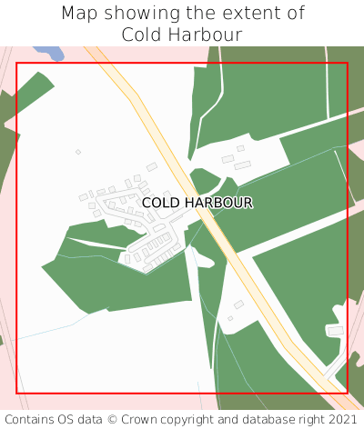 Map showing extent of Cold Harbour as bounding box