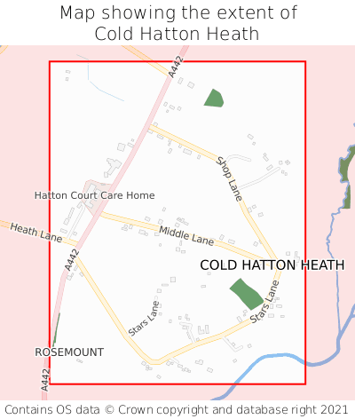 Map showing extent of Cold Hatton Heath as bounding box