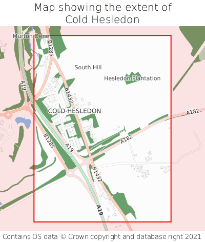 Map showing extent of Cold Hesledon as bounding box
