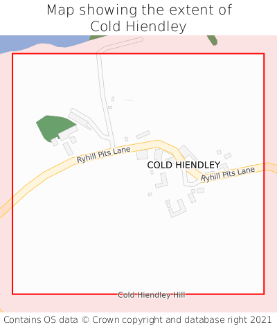 Map showing extent of Cold Hiendley as bounding box