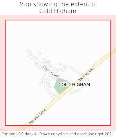 Map showing extent of Cold Higham as bounding box
