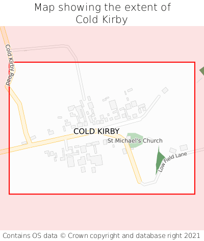 Map showing extent of Cold Kirby as bounding box