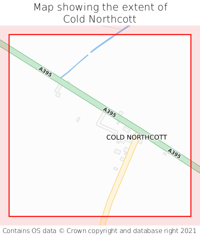 Map showing extent of Cold Northcott as bounding box