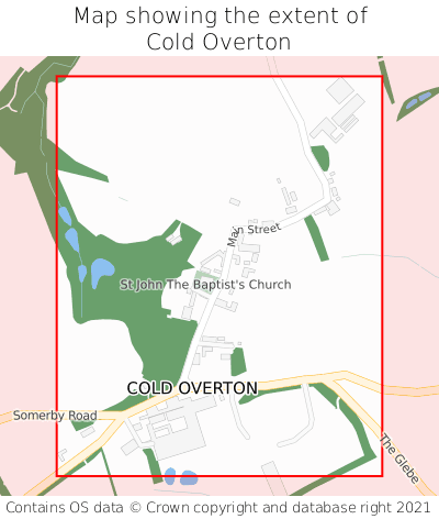 Map showing extent of Cold Overton as bounding box