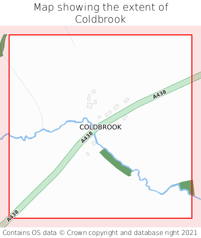 Map showing extent of Coldbrook as bounding box