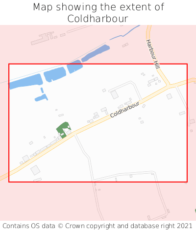 Map showing extent of Coldharbour as bounding box