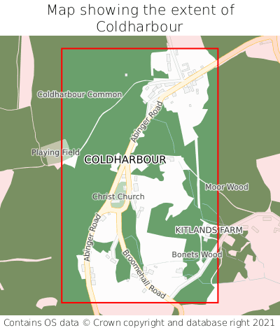 Map showing extent of Coldharbour as bounding box