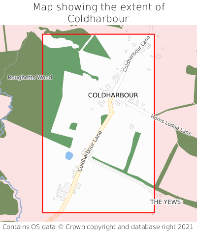 Map showing extent of Coldharbour as bounding box