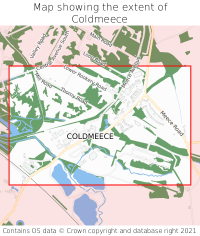 Map showing extent of Coldmeece as bounding box