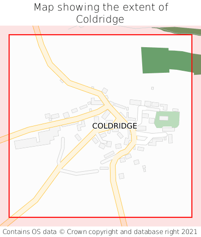 Map showing extent of Coldridge as bounding box