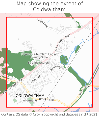Map showing extent of Coldwaltham as bounding box