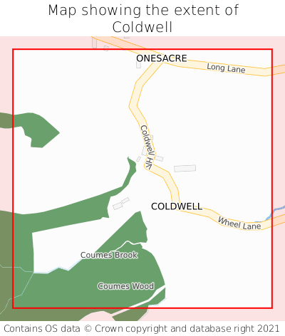 Map showing extent of Coldwell as bounding box