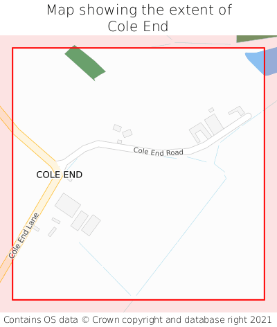 Map showing extent of Cole End as bounding box