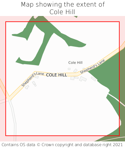 Map showing extent of Cole Hill as bounding box