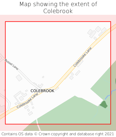 Map showing extent of Colebrook as bounding box