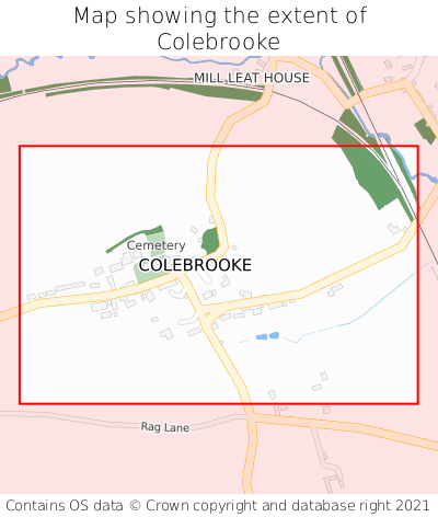 Map showing extent of Colebrooke as bounding box