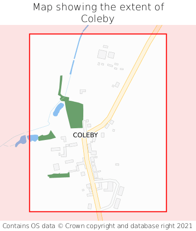 Map showing extent of Coleby as bounding box