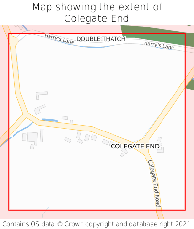 Map showing extent of Colegate End as bounding box