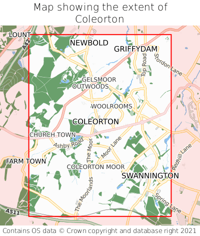 Map showing extent of Coleorton as bounding box
