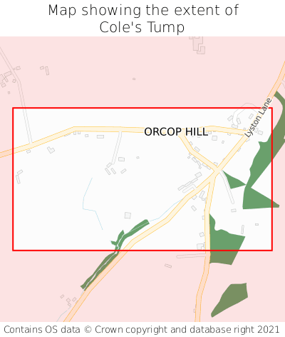 Map showing extent of Cole's Tump as bounding box