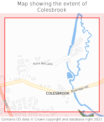 Map showing extent of Colesbrook as bounding box