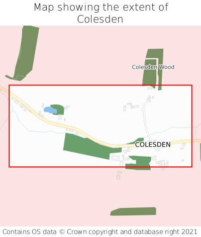 Map showing extent of Colesden as bounding box