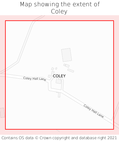 Map showing extent of Coley as bounding box