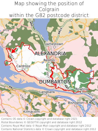 Map showing location of Colgrain within G82