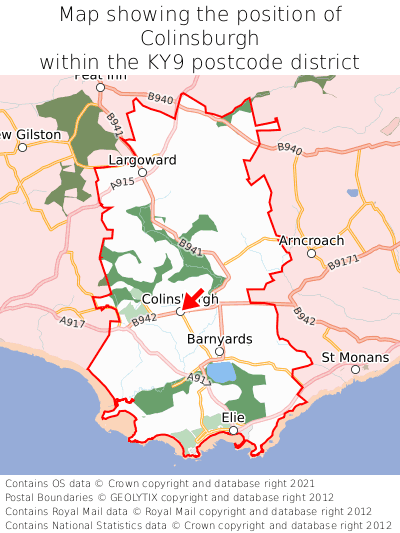 Map showing location of Colinsburgh within KY9