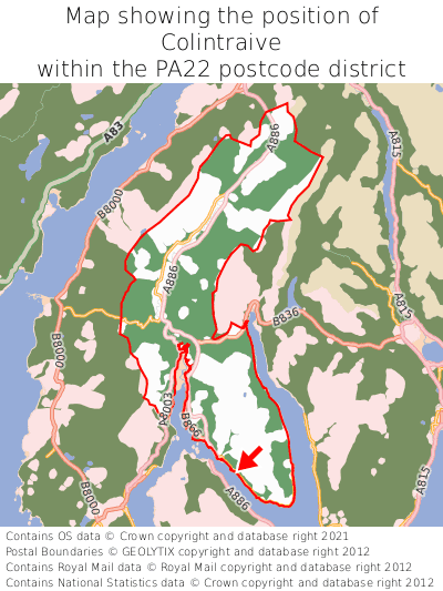 Map showing location of Colintraive within PA22