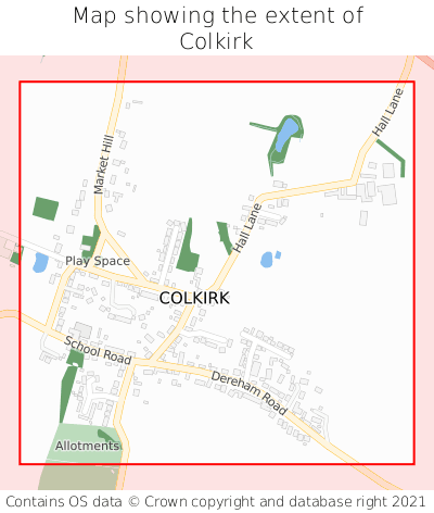Map showing extent of Colkirk as bounding box