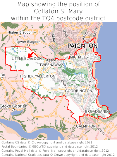 Map showing location of Collaton St Mary within TQ4