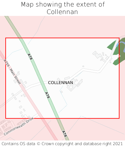 Map showing extent of Collennan as bounding box
