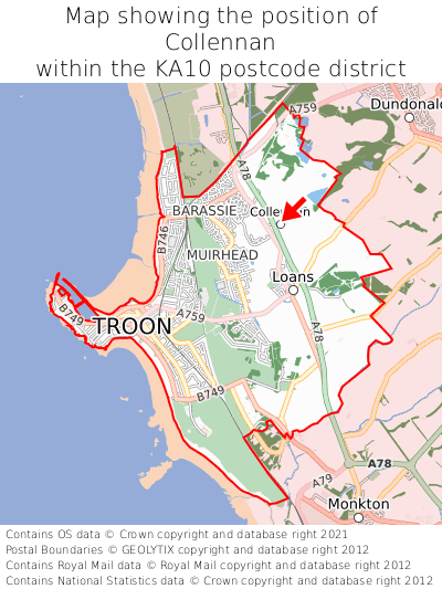 Map showing location of Collennan within KA10