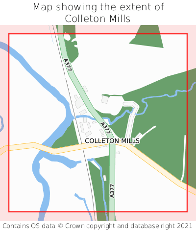 Map showing extent of Colleton Mills as bounding box