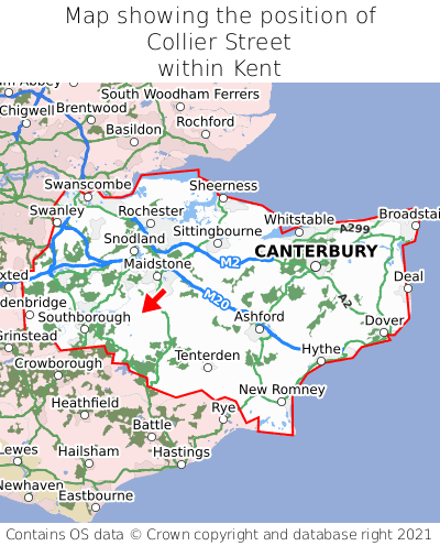 Map showing location of Collier Street within Kent