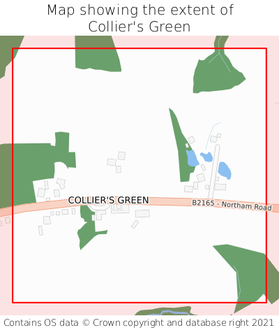 Map showing extent of Collier's Green as bounding box