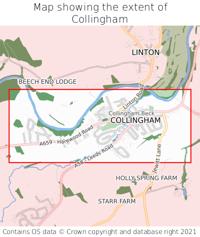 Map showing extent of Collingham as bounding box