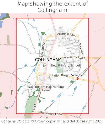 Map showing extent of Collingham as bounding box
