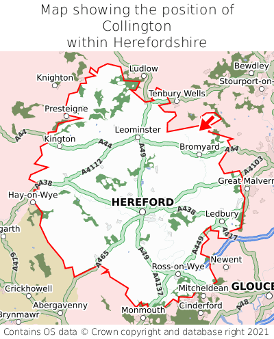 Map showing location of Collington within Herefordshire