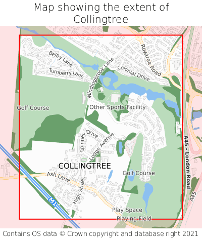 Map showing extent of Collingtree as bounding box
