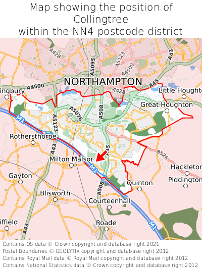 Map showing location of Collingtree within NN4
