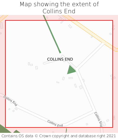 Map showing extent of Collins End as bounding box