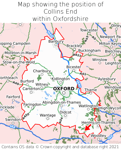 Map showing location of Collins End within Oxfordshire
