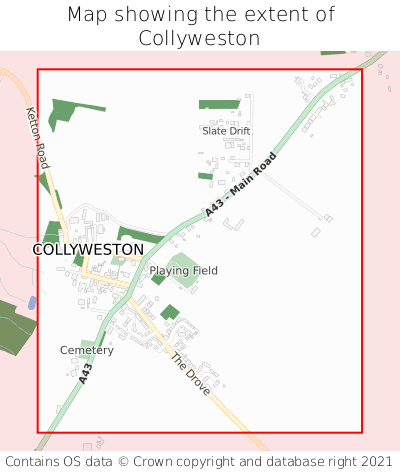 Map showing extent of Collyweston as bounding box
