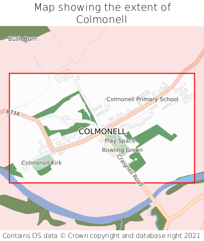 Map showing extent of Colmonell as bounding box