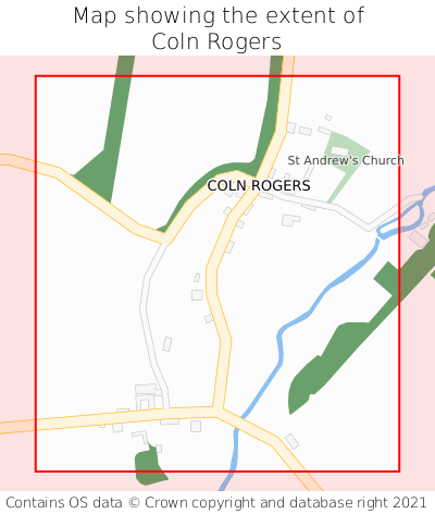 Map showing extent of Coln Rogers as bounding box