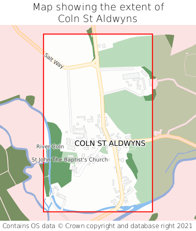 Map showing extent of Coln St Aldwyns as bounding box