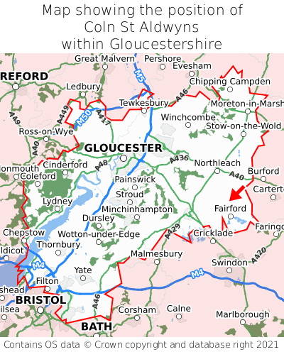 Map showing location of Coln St Aldwyns within Gloucestershire